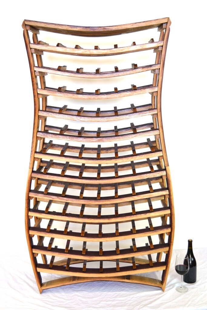 Large Wine Rack - Voluptuous - Made from retired California wine barrels. 100% Recycled!