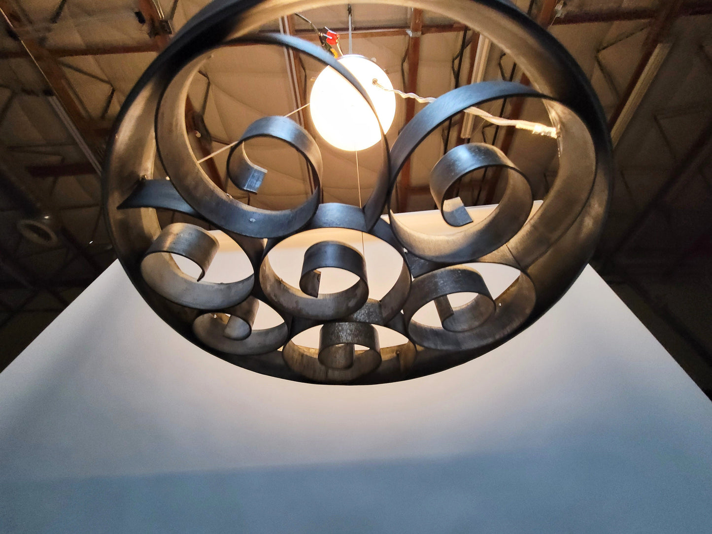 Wine Barrel Ring Chandelier - Spirals - Made from retired California wine barrel rings. 100% Recycled!