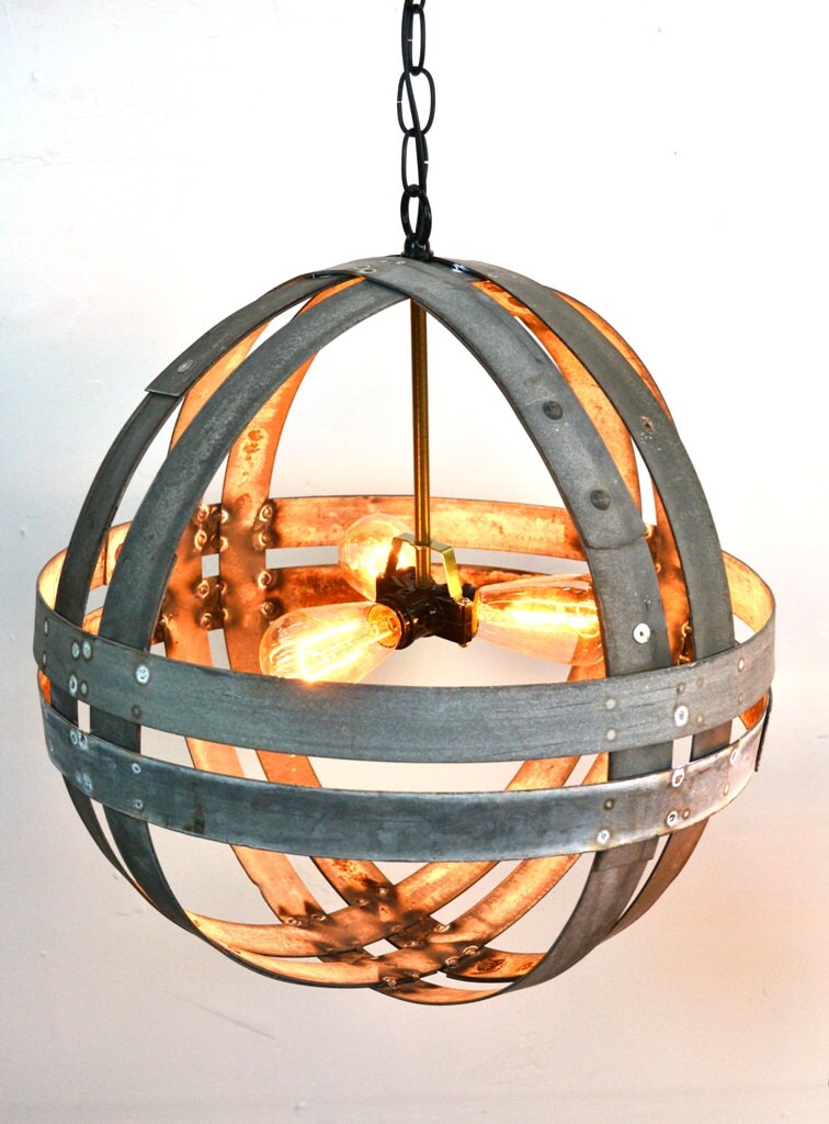 Wine Barrel Double Ring Chandelier - Dualistic - Made from retired California wine barrel rings. 100% Recycled!