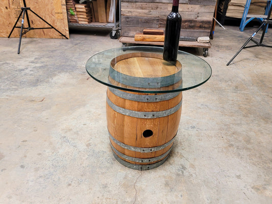 Whiskey / Bourbon Mini Barrel Side Table - DAGA -made from retired mini Whisky Barrels 100% Recycled + Ready to Ship!!