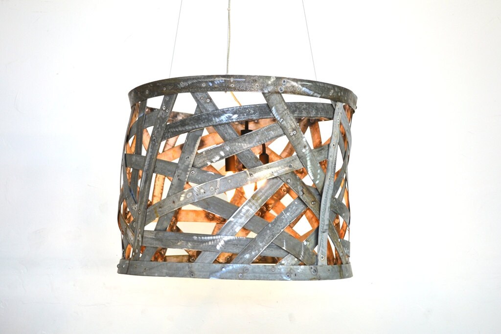 Wine Barrel Chandelier - Blazon - made from retired Napa wine barrel rings. 100% Recycled!