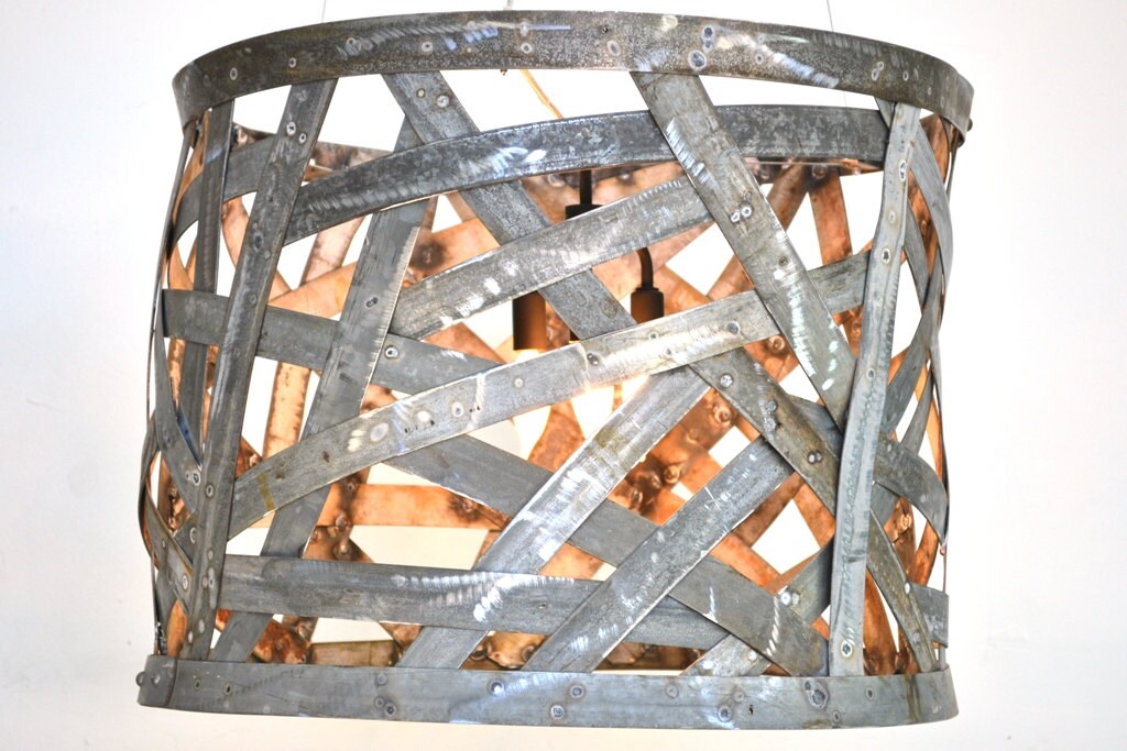 Wine Barrel Chandelier - Blazon - made from retired Napa wine barrel rings. 100% Recycled!