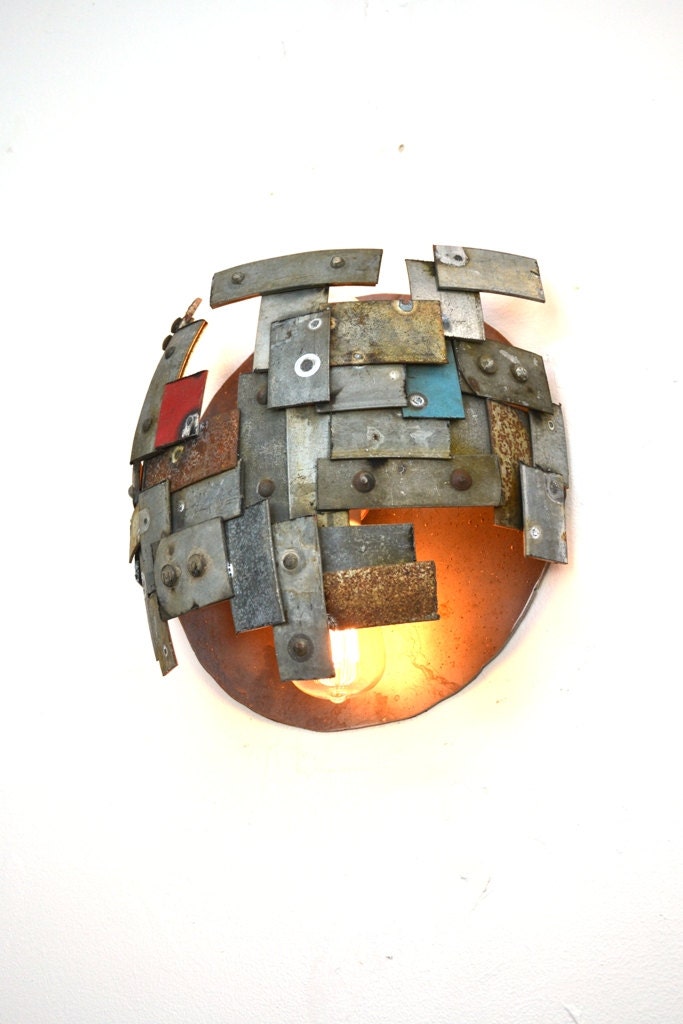 Wine Barrel Ring Wall Sconce - Nova - Made from retired California wine barrel rings. 100% Recycled!