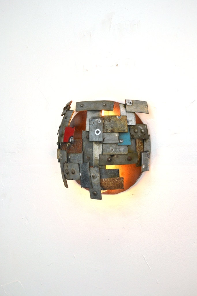 Wine Barrel Ring Wall Sconce - Nova - Made from retired California wine barrel rings. 100% Recycled!