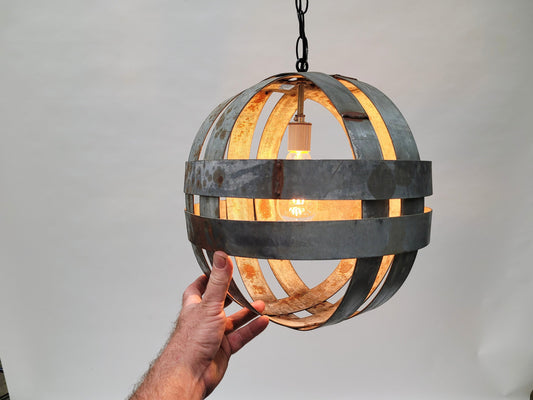 SALE Wine Barrel Chandelier - Maruta - Double Ring Pendant Light made from retired California wine barrels. 100% Recycled + Ready to ship!