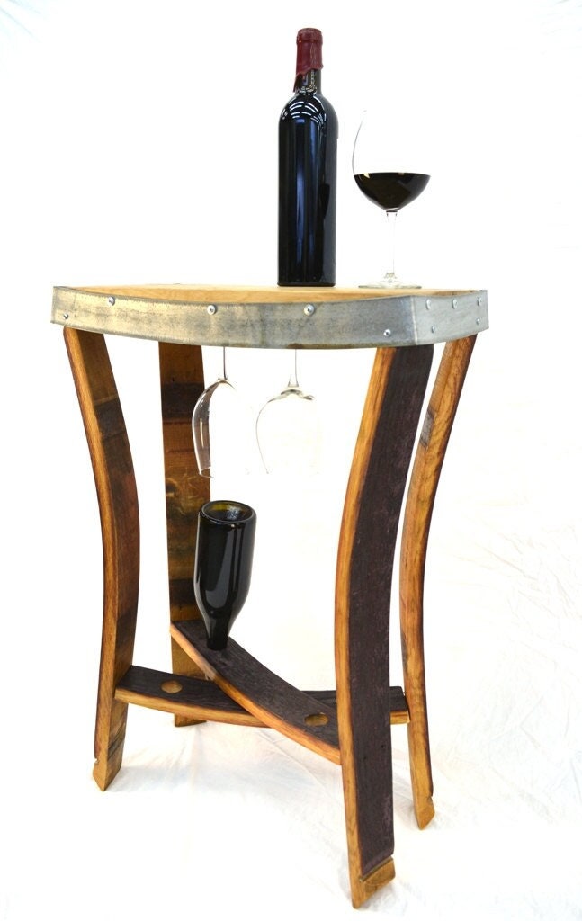 Wine Barrel Side Tasting Table - Rettangolo - Made from retired California wine barrels. 100% Recycled!