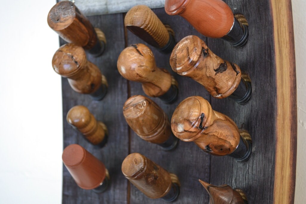 Convex Wine Bottle Stopper Display - Winemaker's Dozen - Made from reclaimed CA wine barrels. 100% Recycled!