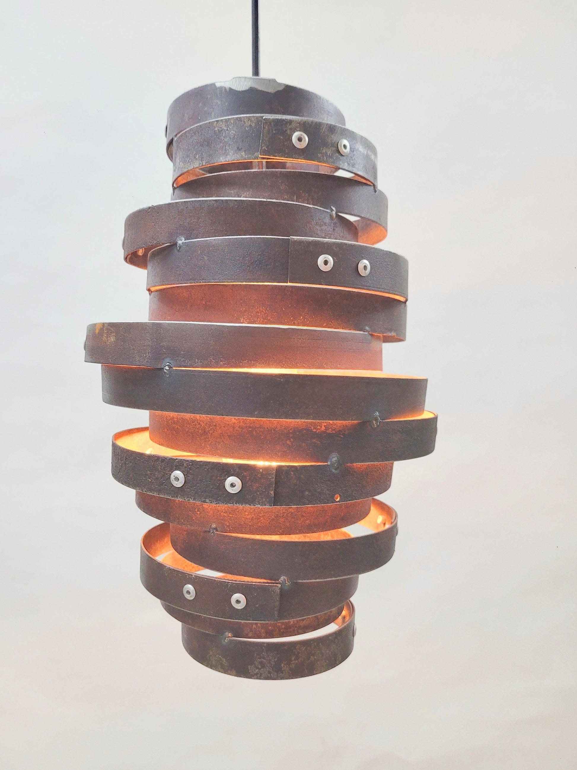 Whiskey Barrel Ring Pendant Light - ZIVA - Made from Retired Whiskey / Bourbon barrel rings. 100% Recycled!