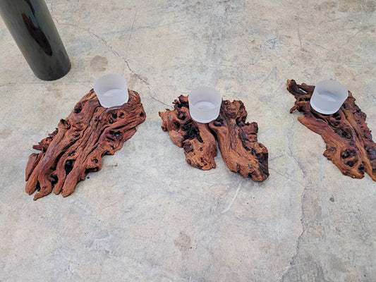 Duckhorn Winery Cabernet Set of 3 Candle Holders Made from retired Napa grapevines - 100% Recycled! 122421-3