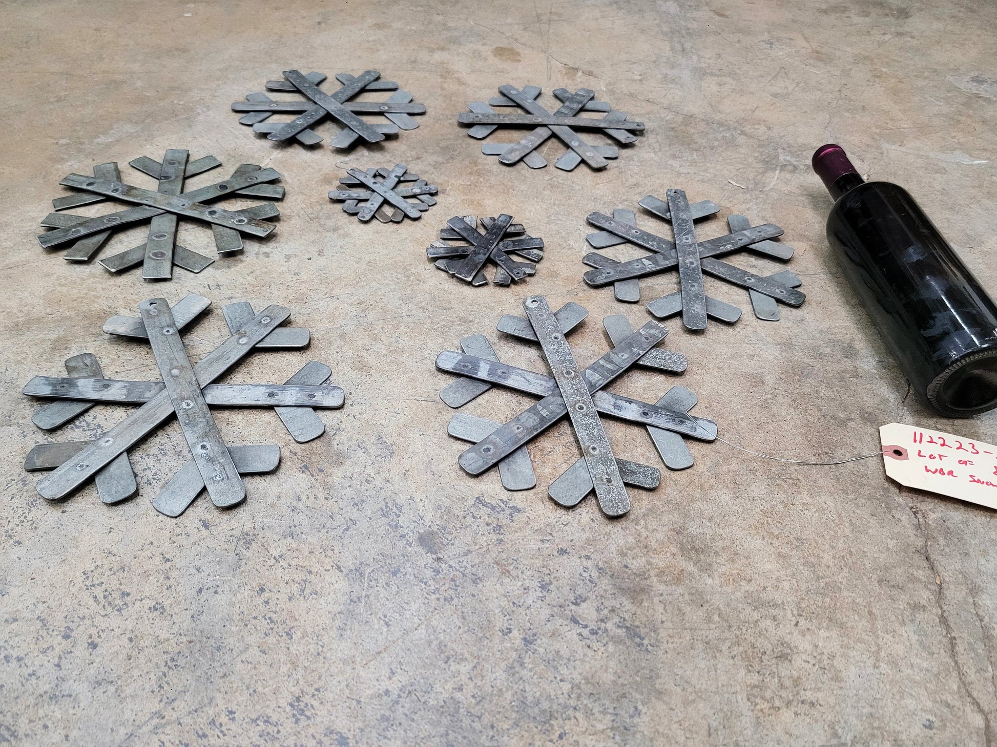 SALE Lot Snowflakes made from retired wine barrel rings - Wine Barrel Ring Ornaments / 100% Recycled + Ready to Ship! 112223-2