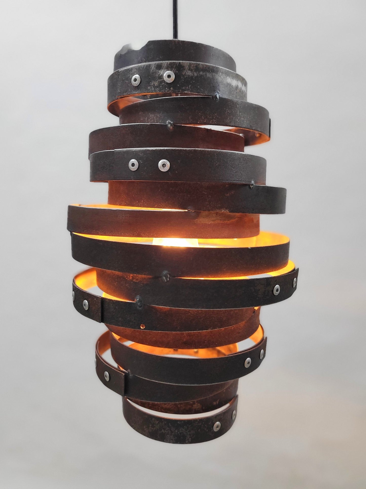 Whiskey Barrel Ring Pendant Light - ZIVA - Made from Retired Whiskey / Bourbon barrel rings. 100% Recycled!