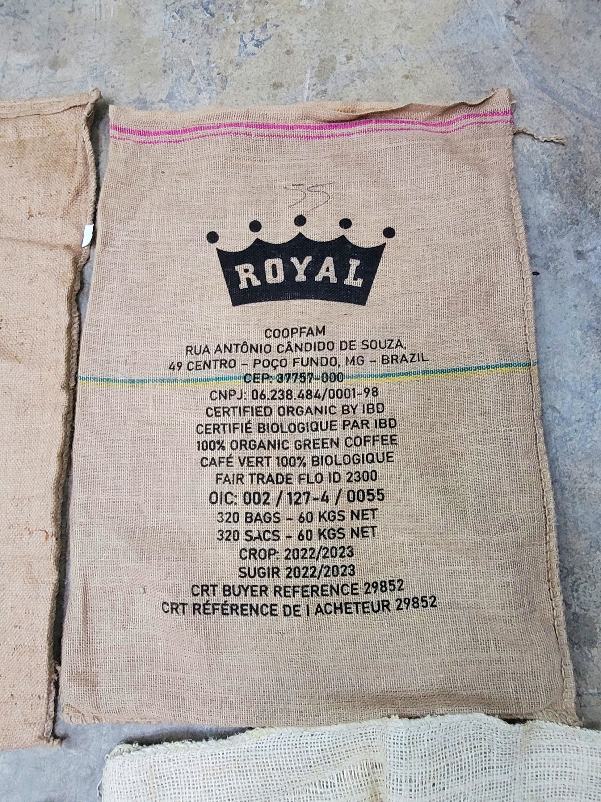 SALE Set of 6 Burlap Coffee bags 100% Recycled + Ready to Ship! LOT 5