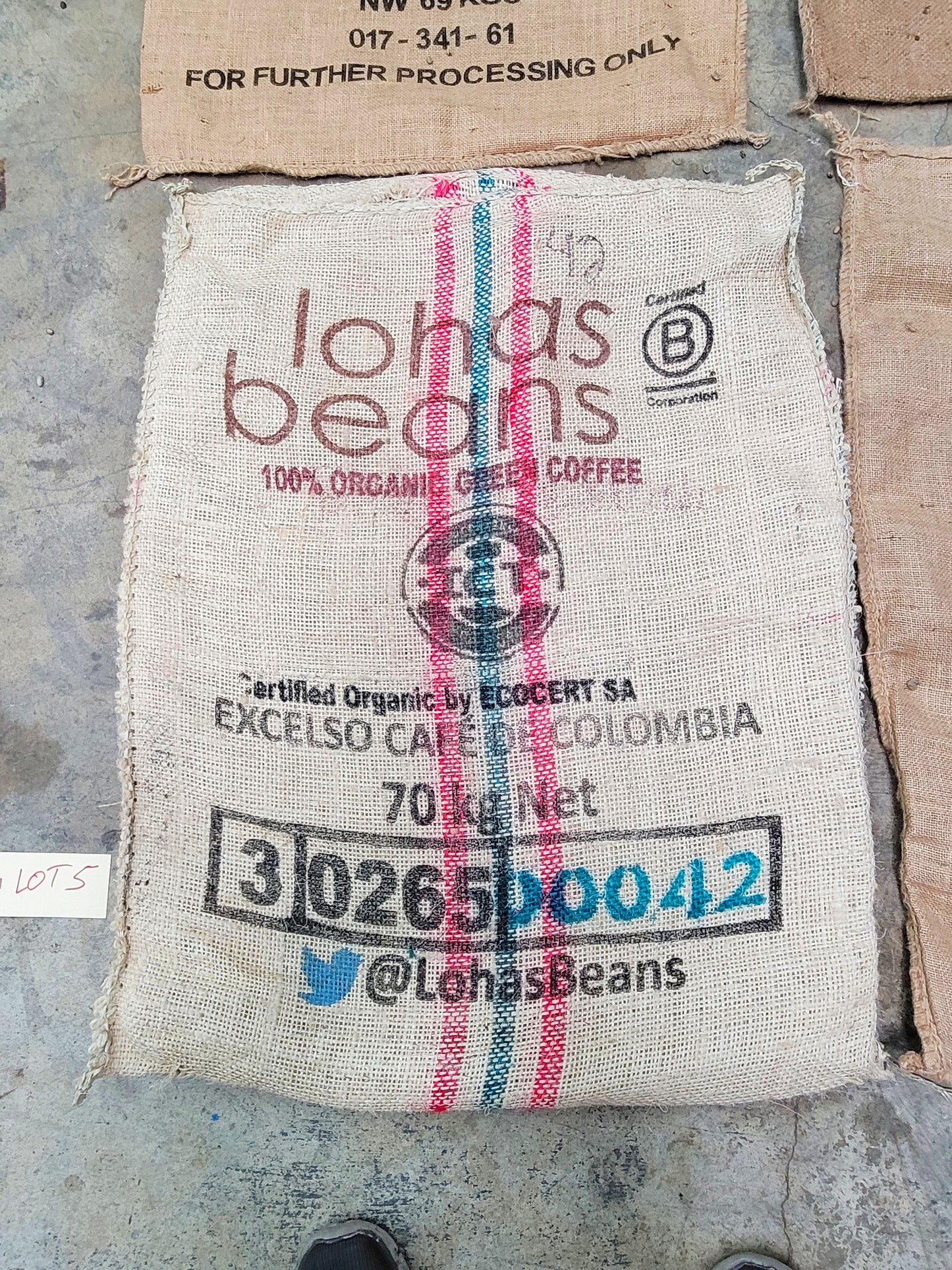 SALE Set of 6 Burlap Coffee bags 100% Recycled + Ready to Ship! LOT 5