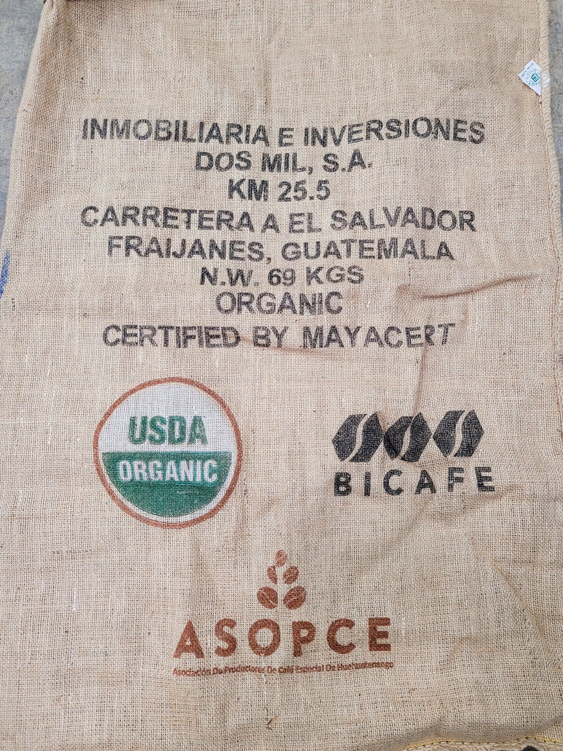 SALE Set of 6 Burlap Coffee bags 100% Recycled + Ready to Ship! LOT 6