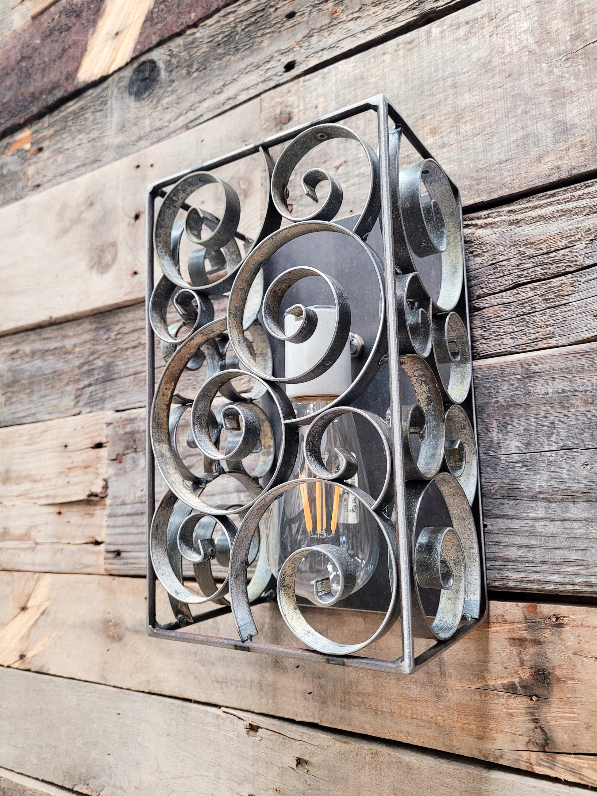 Wine Barrel Wall Sconce - VEDAR - Made from Retired California Wine Barrel Rings. 100% Recycled!