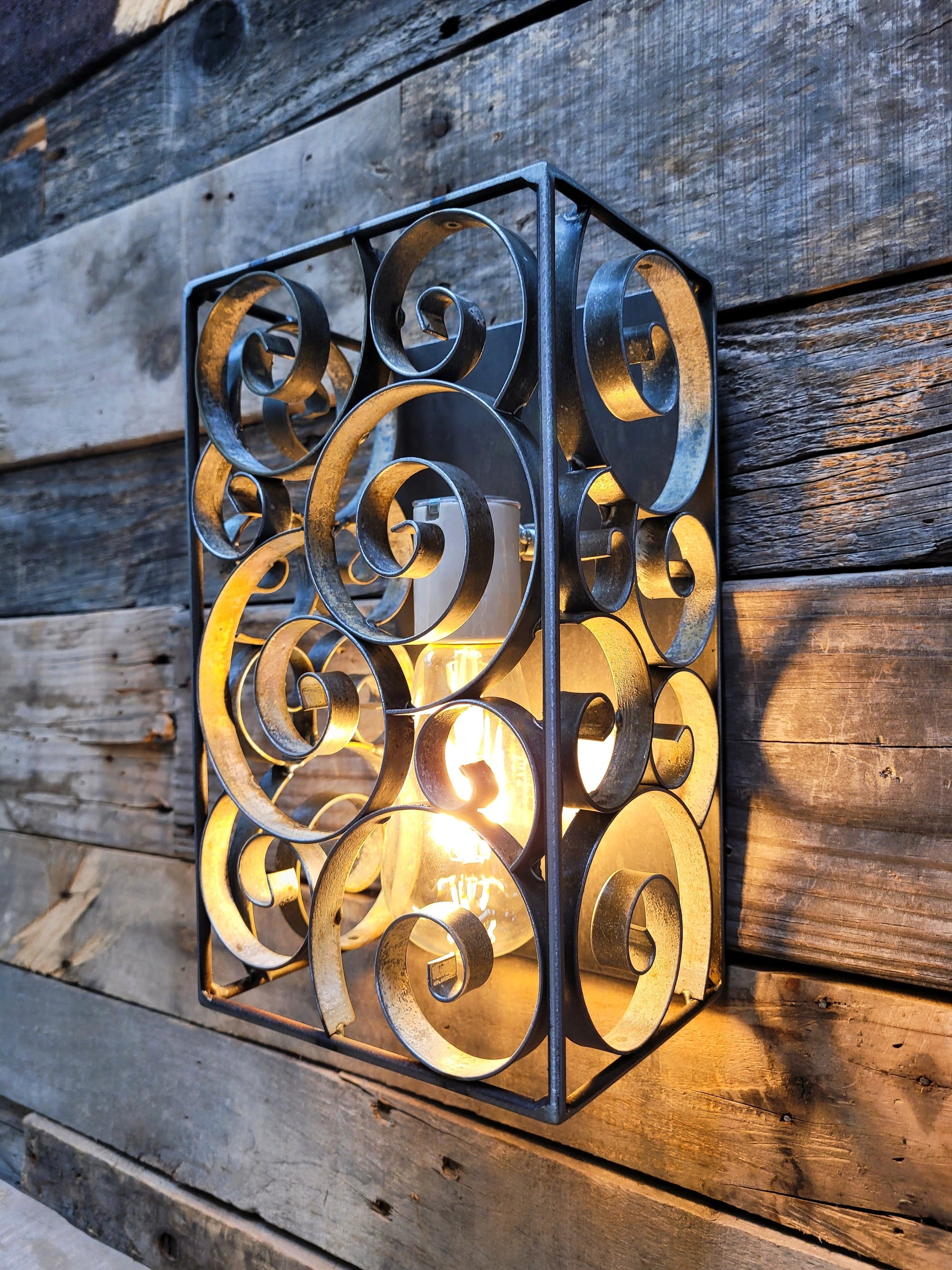 Wine Barrel Wall Sconce - VEDAR - Made from Retired California Wine Barrel Rings. 100% Recycled!