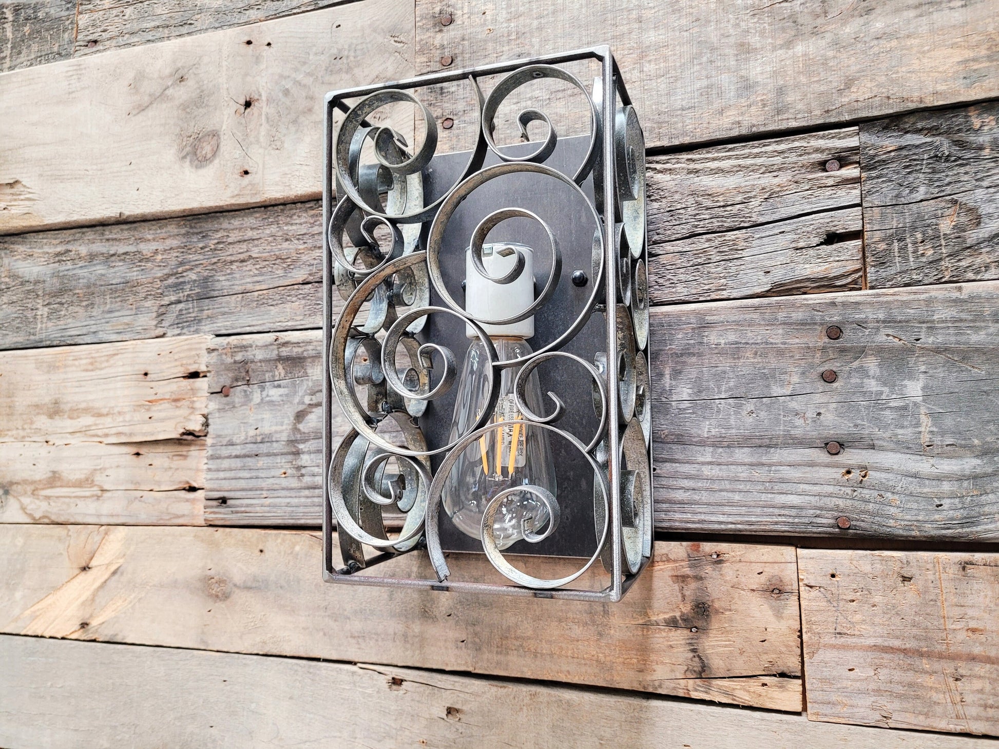 Wine Barrel Wall Sconce - VEDAR - Made from Retired California Wine Barrel Rings. 100% Recycled!