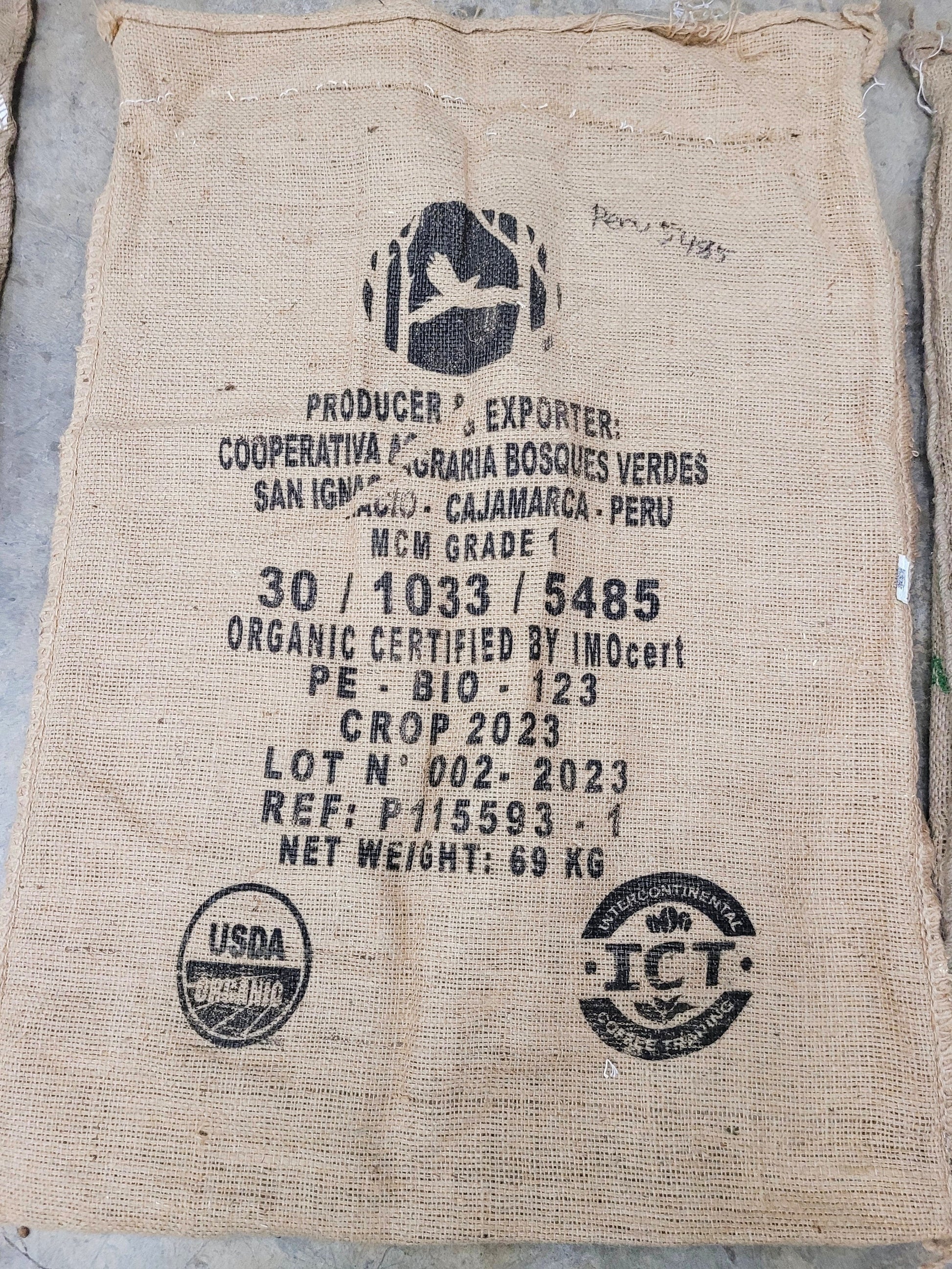 SALE Set of 6 Burlap Coffee bags 100% Recycled + Ready to Ship! LOT 4