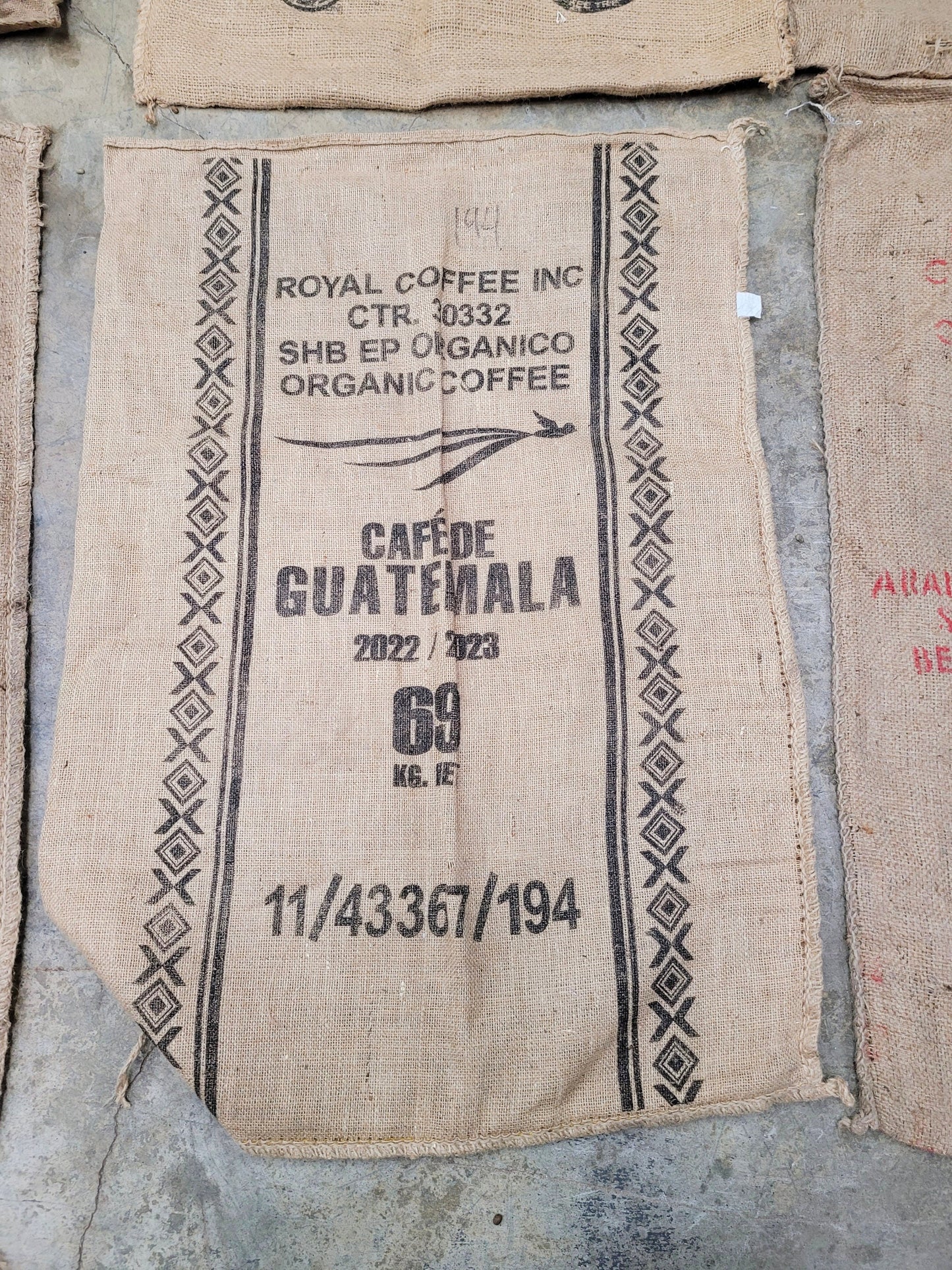 SALE Set of 6 Burlap Coffee bags 100% Recycled + Ready to Ship! LOT 4