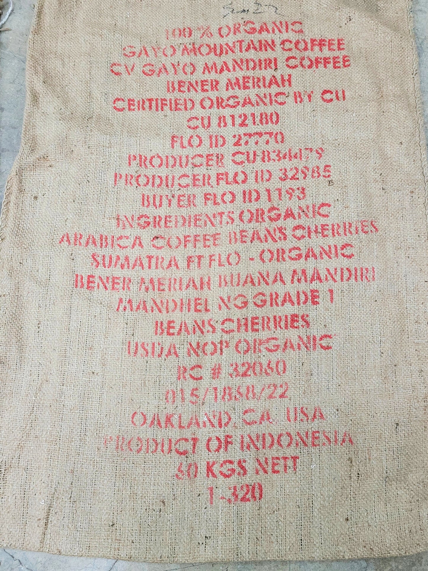 SALE Set of 6 Burlap Coffee bags 100% Recycled + Ready to Ship! LOT 6