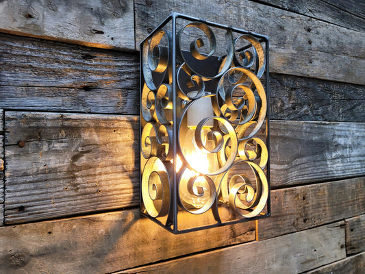 Wine Barrel Wall Sconce - VEDAR - Made from Retired California Wine Barrel Rings. 100% Recycled!