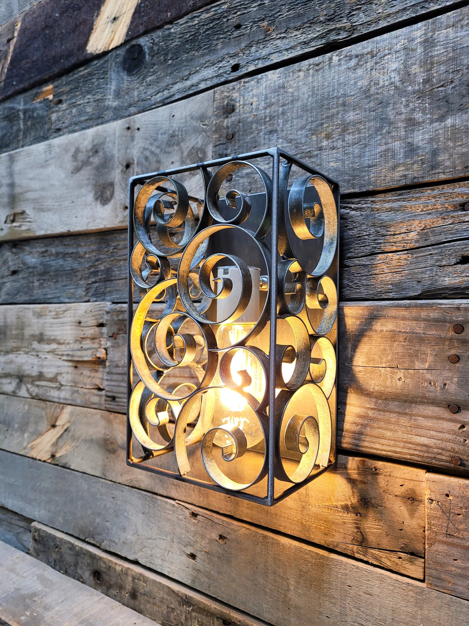 Wine Barrel Wall Sconce - VEDAR - Made from Retired California Wine Barrel Rings. 100% Recycled!