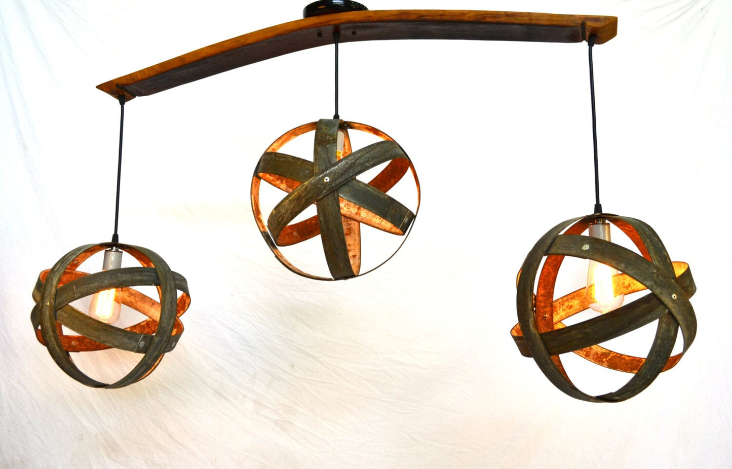 Wine Barrel Chandelier - Trilateral - Made from retired California wine barrels. 100% Recycled!