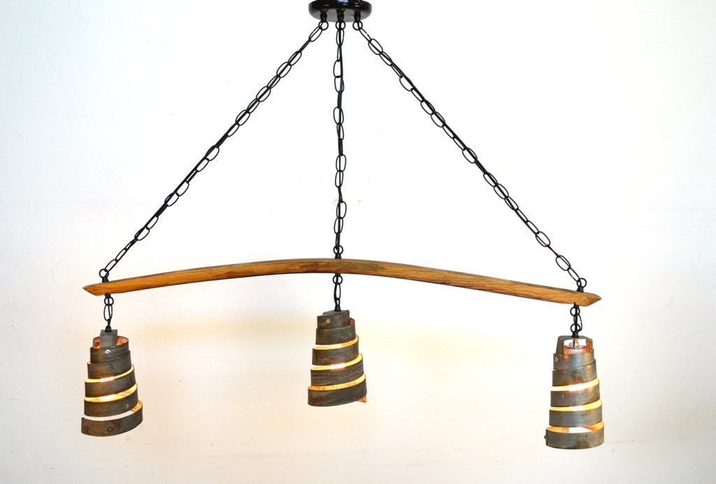 Wine Barrel Ring Chandelier - Hesperian - Made from retired California wine barrels & staves. 100% Recycled!