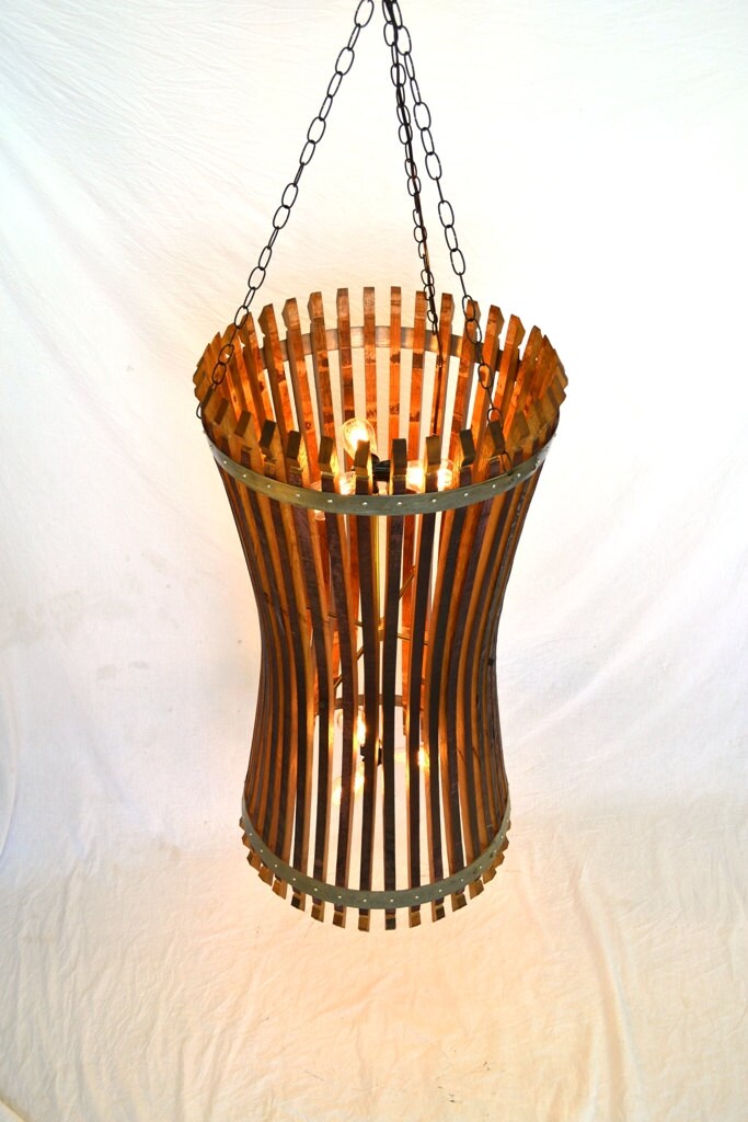 Wine Barrel Catch Chandelier - Dromiacea - Made from retired California wine barrels. 100% Recycled!