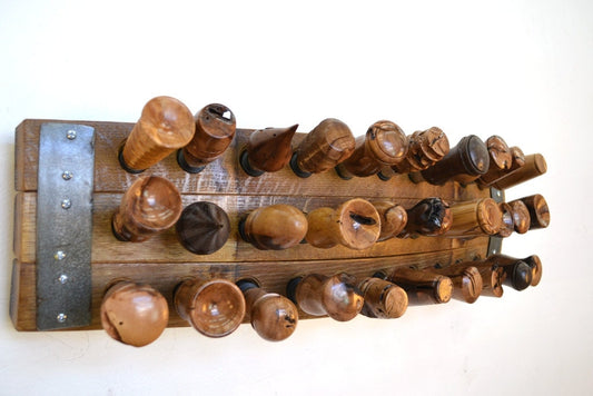 Wine Bottle Wall Mounted Stopper Display - Zedan - Made from retired California wine barrels 100% Recycled!