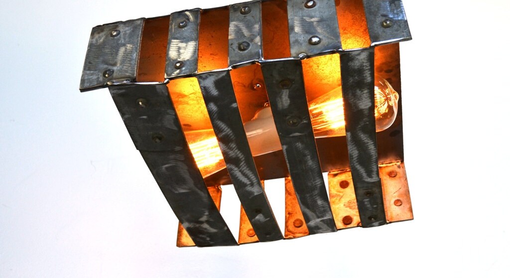 Wine Barrel Ring Sconce or Flush Mount Light - Recinto - Made from retired CA wine barrels. 100% Recycled!