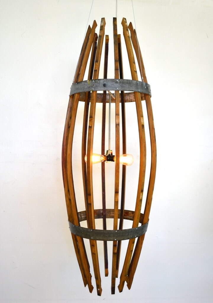 Wine Barrel XL Catch Chandelier - Teuthida - Made from retired California wine barrels. 100% Recycled!