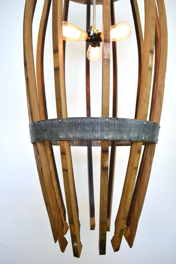 Wine Barrel XL Catch Chandelier - Teuthida - Made from retired California wine barrels. 100% Recycled!