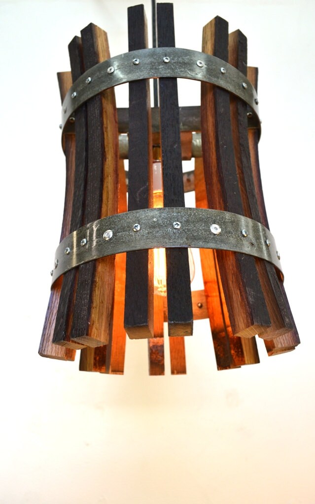 Wine Barrel Stave Pendant Light - Marda - Made from retired California wine barrels. 100% Recycled!