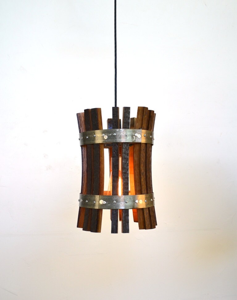 Wine Barrel Stave Pendant Light - Marda - Made from retired California wine barrels. 100% Recycled!