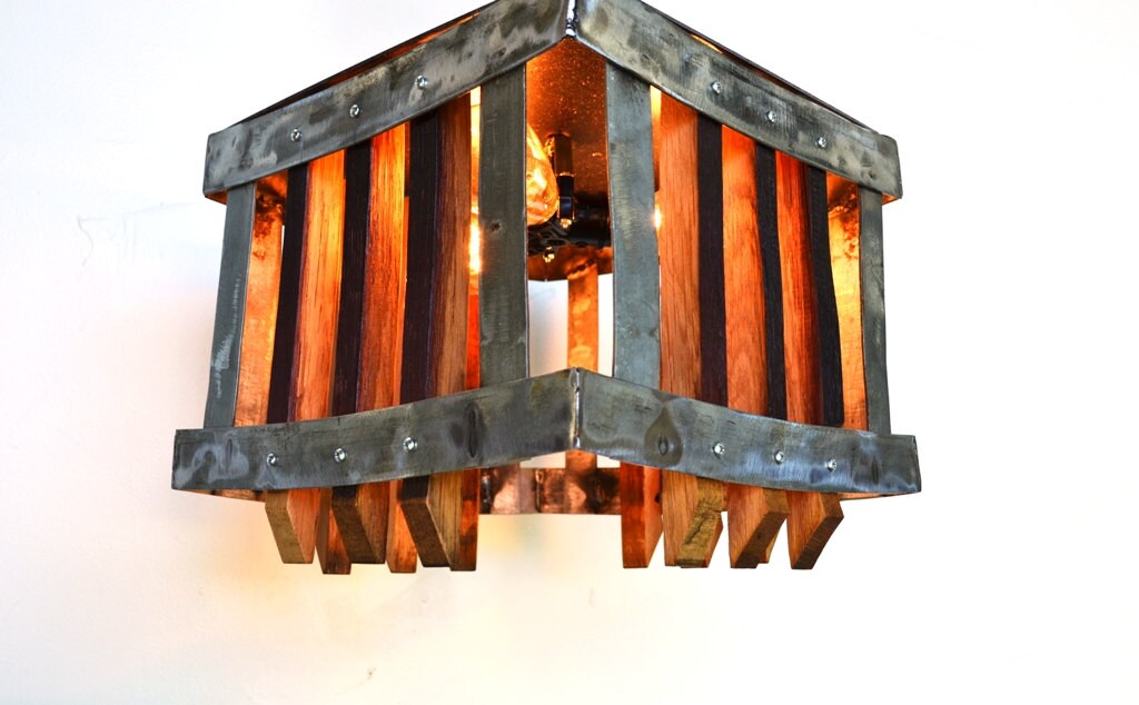 Wine Barrel Ceiling Light - Khamara - Made from reclaimed California wine barrels. 100% Recycled!