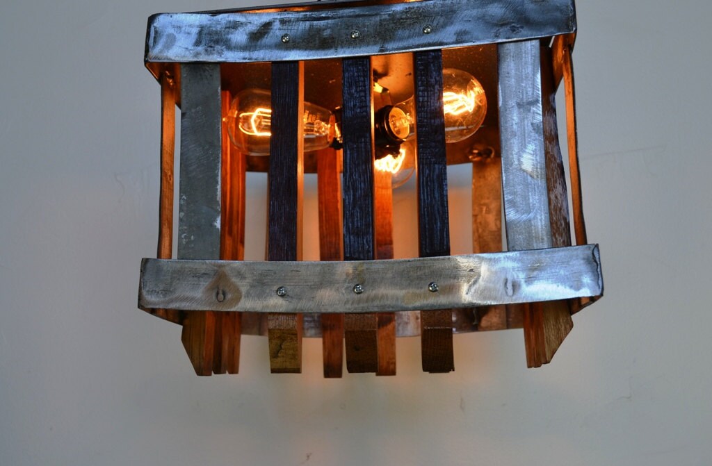 Wine Barrel Ceiling Light - Khamara - Made from reclaimed California wine barrels. 100% Recycled!