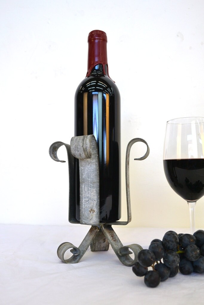 Wine Bottle Holder - O Sole Mio - Retired Napa Wine Barrel Steel