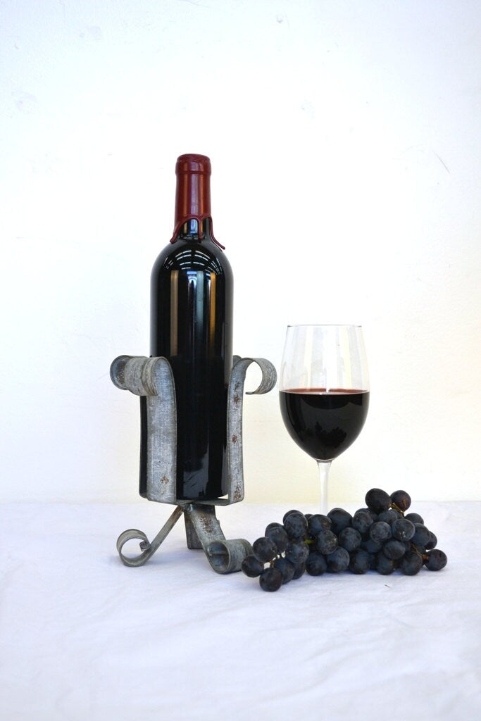 Wine Bottle Holder - O Sole Mio - Retired Napa Wine Barrel Steel