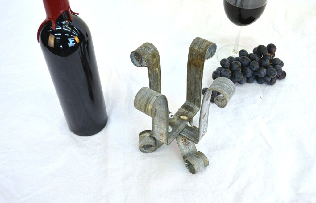 Wine Bottle Holder - O Sole Mio - Retired Napa Wine Barrel Steel