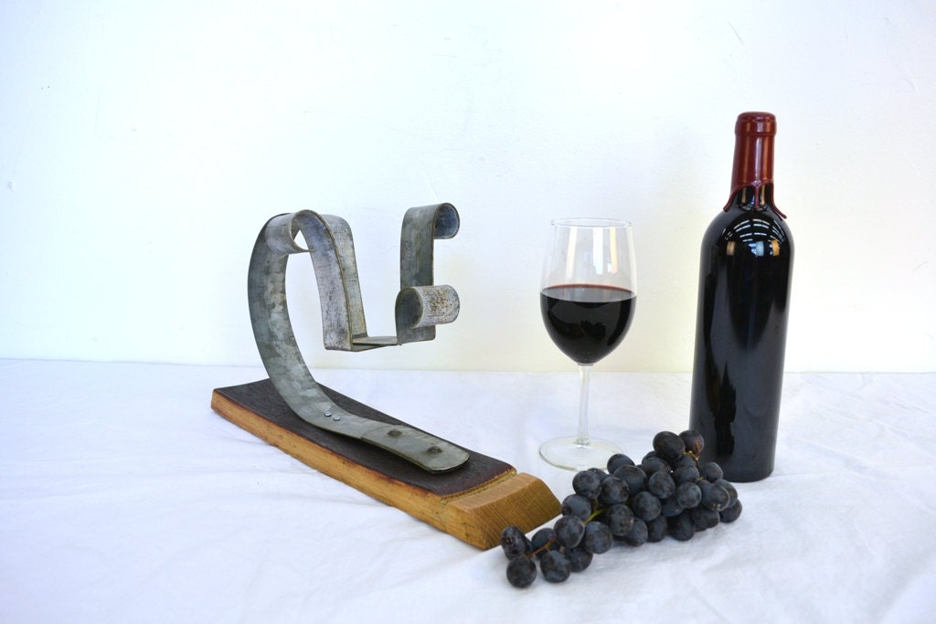 Wine Bottle Display and Holder - Taula - made from retired California wine barrels. 100% Recycled!