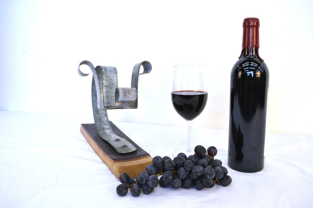 Wine Bottle Display and Holder - Taula - made from retired California wine barrels. 100% Recycled!