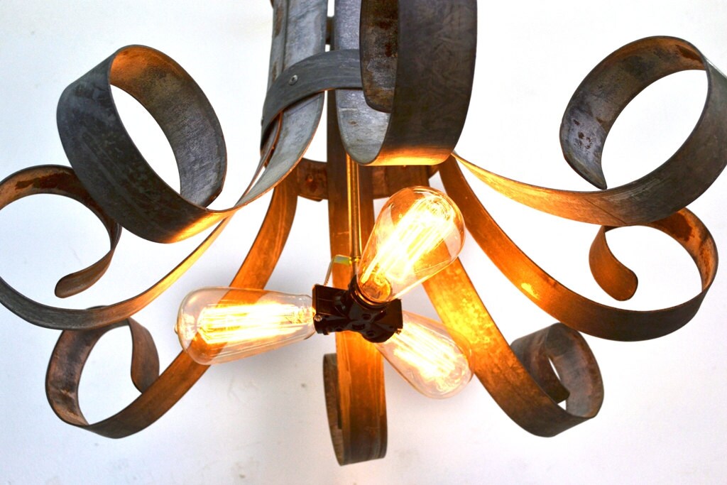 Wine Barrel Ring Chandelier - Fleur - Made from retired California wine barrel rings - 100% Recycled!