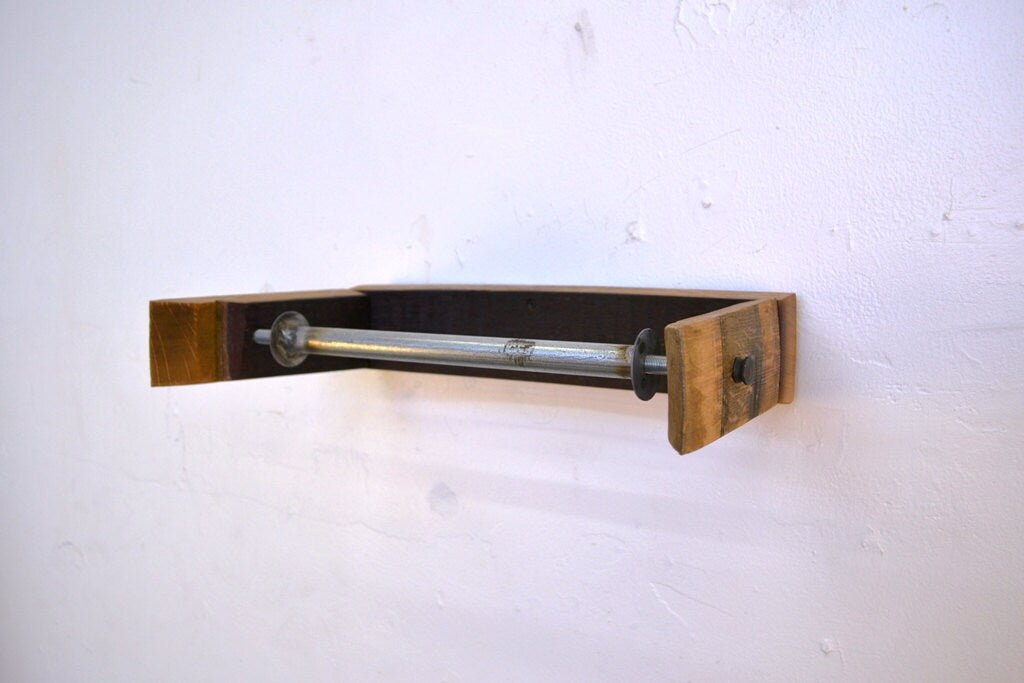 Wall or Under-mount Hanging Paper Towel Holder - Tuwalya - made from retired California Wine Barrels 100% Recycled!