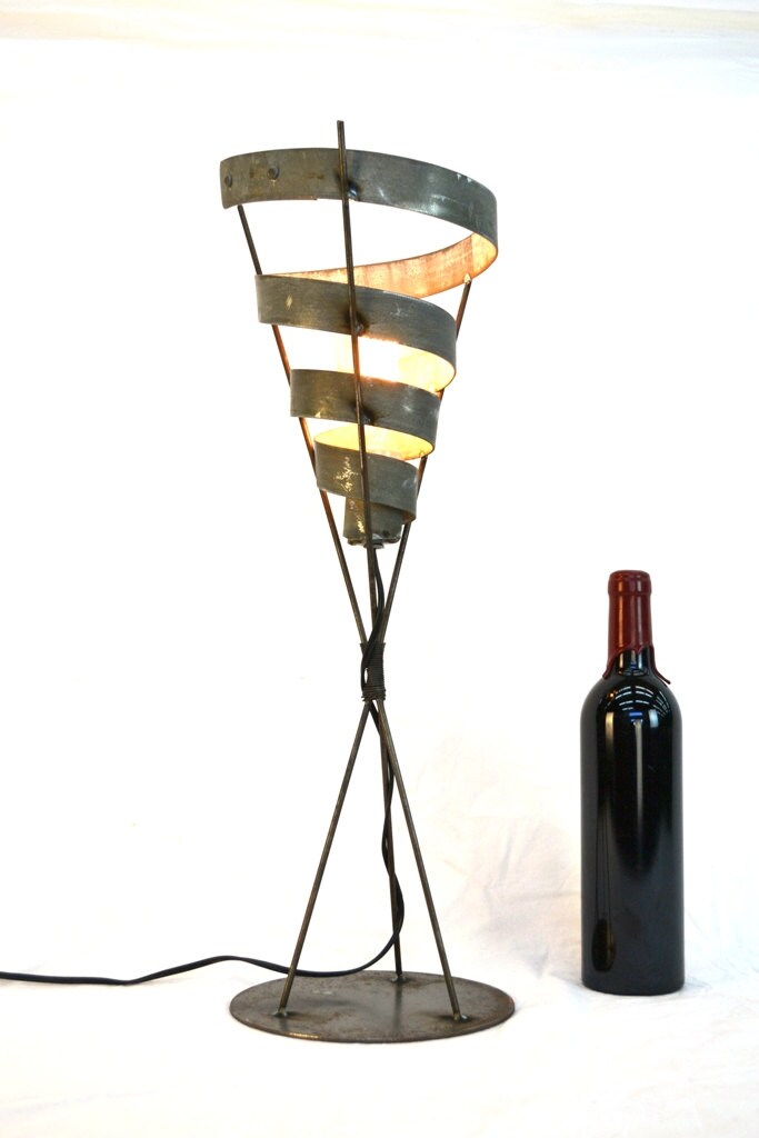 Wine Barrel Desk / Mightstand Lamp / Light - Alaba - Made Freom Retired Napa Wine Barrel Rings - 100% Recycled + Reclaimed!