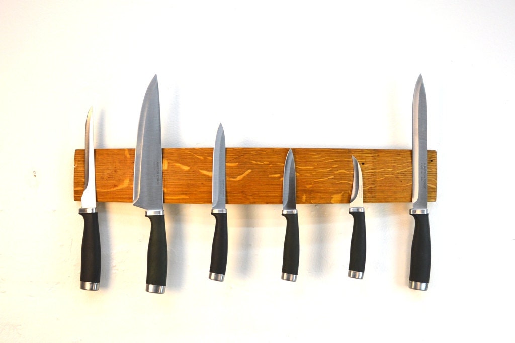 Wine Barrel Magnetic Wall Knife Holder - Liniya - made from retired CA wine barrels. 100% Recycled!