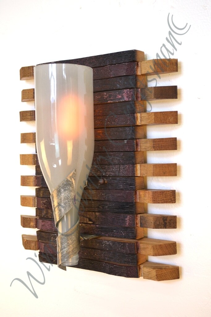 Wine Barrel Wall Sconce - Santa Fe - Made from reclaimed California wine barrels & bottles 100% Recycled