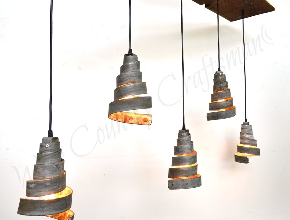 Barn Wood & Barrel Ring Chandelier - Vachellia - Made from reclaimed wood and wine barrel rings. 100% Recycled!