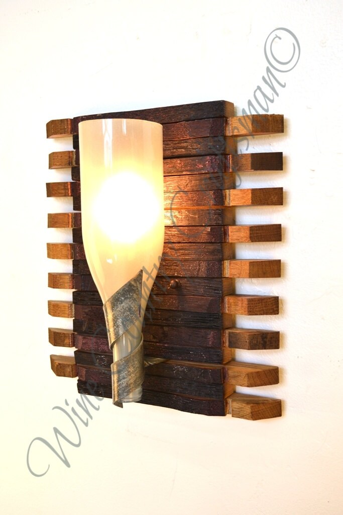 Wine Barrel Wall Sconce - Santa Fe - Made from reclaimed California wine barrels & bottles 100% Recycled