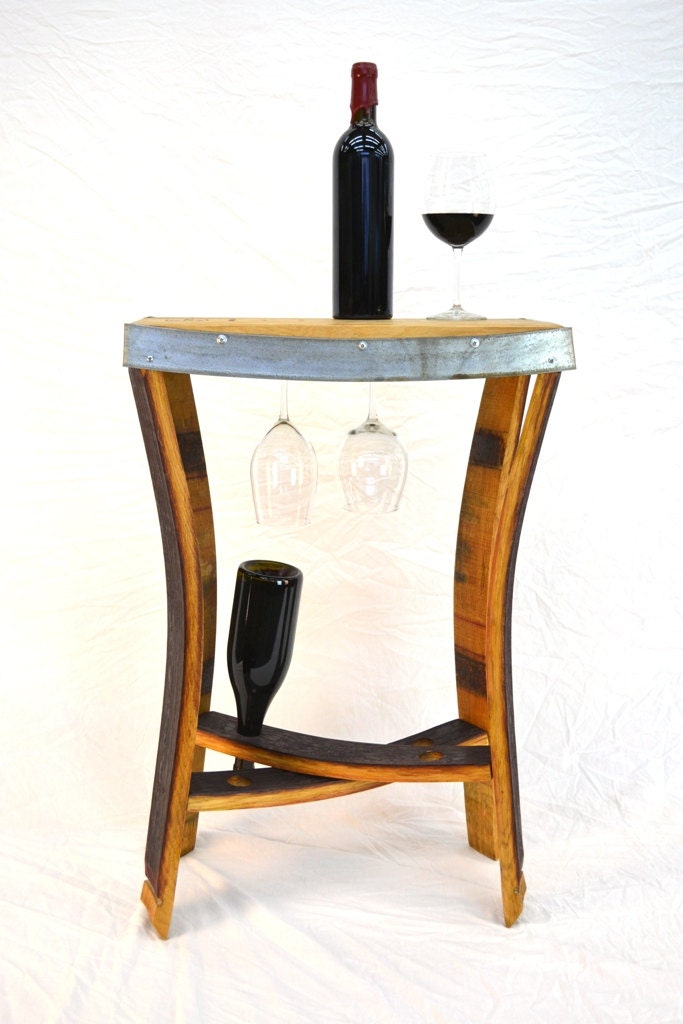Wine Barrel Side Tasting Table - Rettangolo - Made from retired California wine barrels. 100% Recycled!